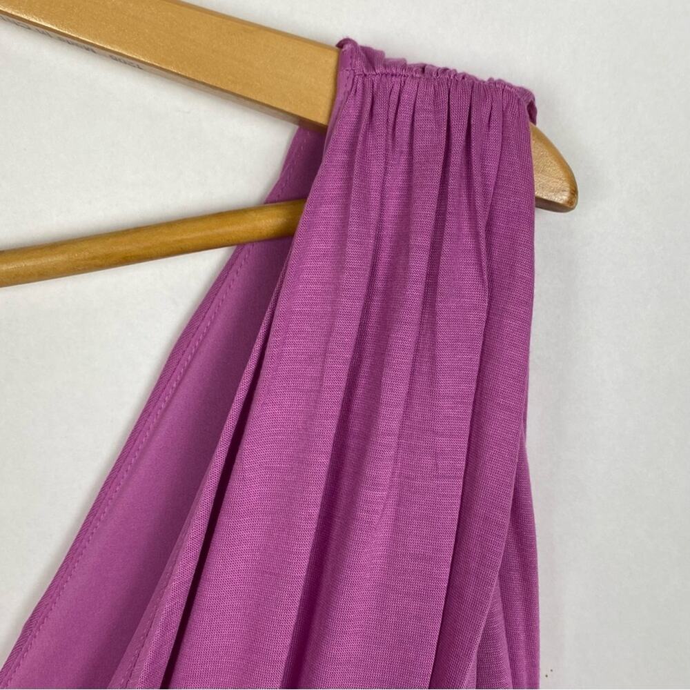 Ann Taylor Loft Pleated V Neck Belted Purple Dress Size Medium - Picture 3 of 6